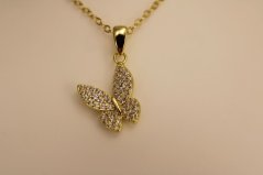 Retiazka- celebritka- motýľ- číre zirkóny- pozlátené striebro