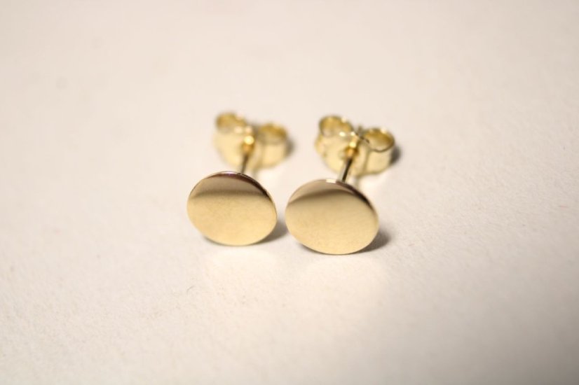 Náušnice- žlté zlato-hladký povrch-žlté zlato-puzetky-14 karátov
