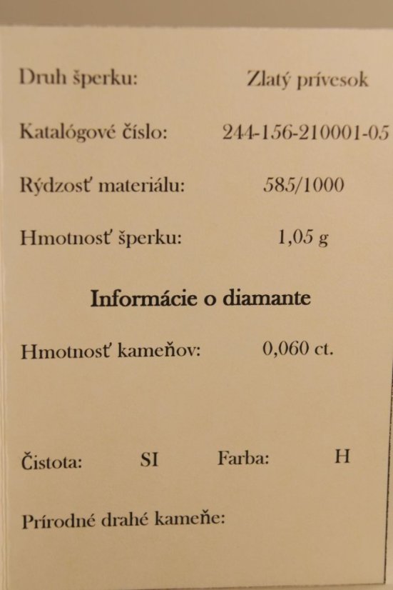 Prívesok- žlté zlato-diamanty 0,060 ct-H/Si-14 karátov