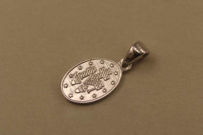 Prívesok- zázračná medaila- biele zlato- 14 karátov