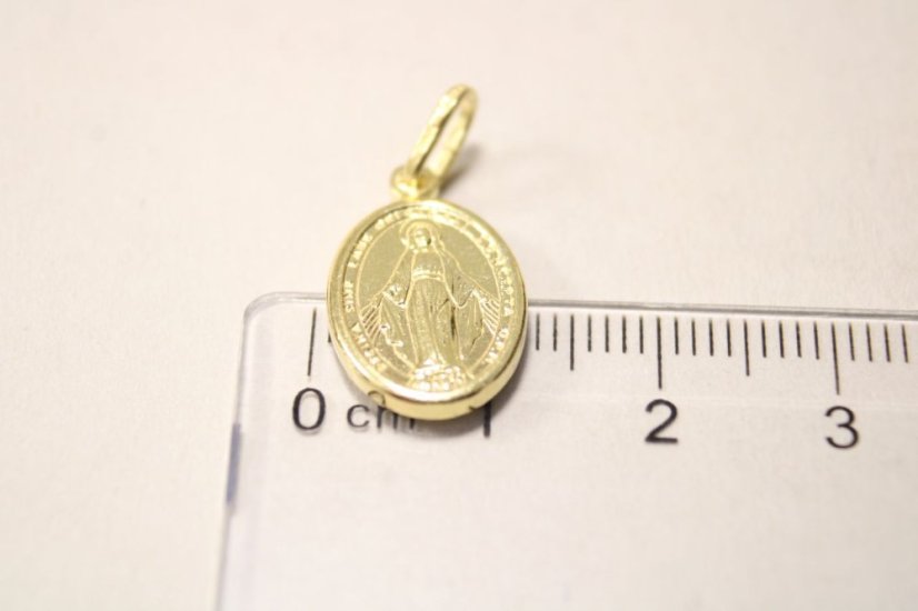 Pozlátený strieborný prívesok medailón s Pannou Máriou, 2,23 g, 925/1000