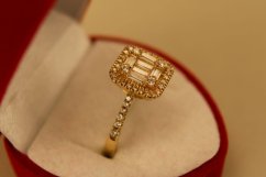 Zlatý prsteň, žlté zlato, číre zirkóny veľkosť 55 3,59g 14k 585/1000