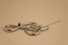 Brošňa husľový kĺúč - číre zirkóny - chirurgická oceľ - 316L