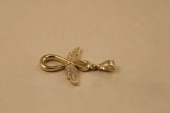 Prívesok- nekonečno s krídlami- zirkóny- žlté zlato- 14K