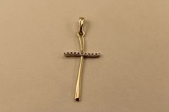 Prívesok- minimalistický krížik- žlté zlato- 14 karátov