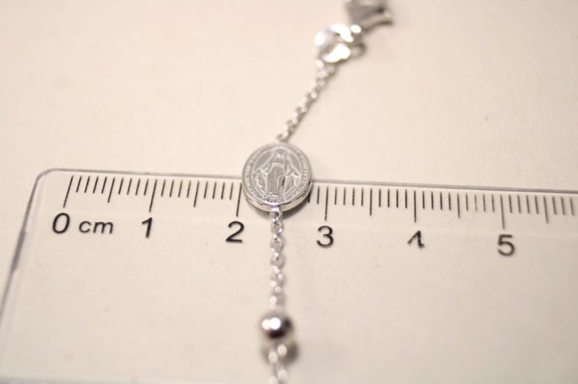 Náramok ruženec s výraznými hladkými guľôčkami z rhódiovaného striebra, 16,5-19cm, 4,44g, 925/1000 - Materiál: Rhodiované striebro, Dĺžka náramku (cm): 17 + 2, Váha (g): 4,49, Rýdzosť: STRIEBRO 925/1000
