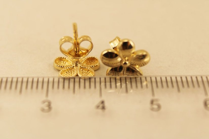 Zlaté náušnice, kvietky, žlté zlato 1,81g 14k 585/1000