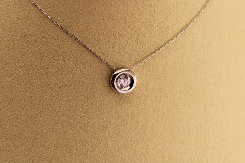 Zlatá celebritka - Zirkón v hladkej obrube - Biele zlato - 14k