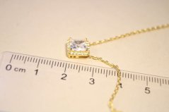 Pozlátená strieborná retiazka s čírymi zirkónmi, 42-47cm, 2,88g, 925/1000