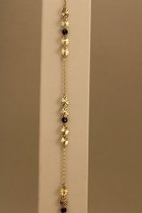 Náramok - gravírované články - čierne korálky - žlté zlato - 14K