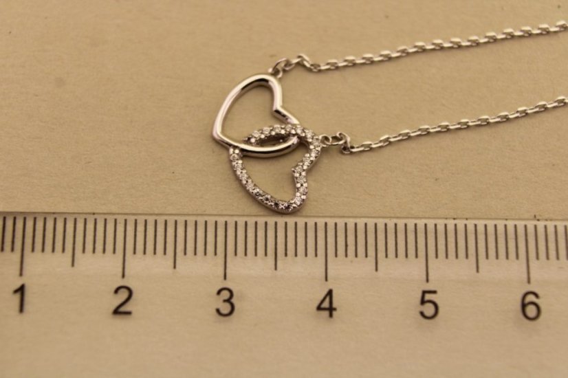 Zlatá celebritka - Dve srdcia - Zirkón - Biele zlato - 14k