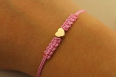 Šnúrkový náramok - Srdce - Žlté zlato - 14k