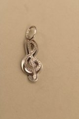 Prívesok- husľový kľúč- gravírovaný- biele zlato-14K