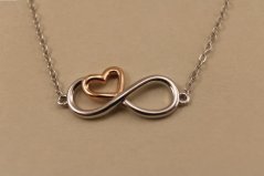 Náramok- nekonečno- srdiečko- kombinované striebro