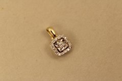 Prívesok- diamant 0,12 ct- žlté zlato- 14 karátov