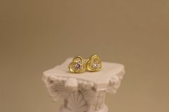 Náušnice - srdiečko - číry zirkón - šrúbky - pozlátené striebro