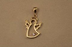 Prívesok- anjel- číry zirkón- žlté zlato- 14 karátov