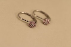 Náušnice- kvetinka- farebné zirkóny- patent- rhódiované striebro