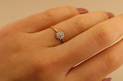 Zlatý prsteň - Briliantový kvet - 14k - žlté zlato