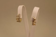 Náušnice - v tvare koruny - číre zirkóny - viacfarebné zlato - 14K