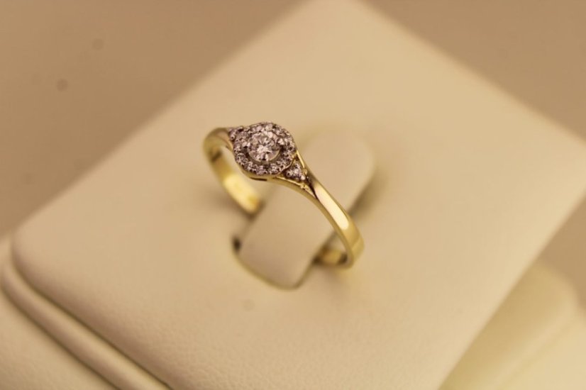 Prsteň- brilianty-H/Si2- viacfarebné zlato- 14 karátov