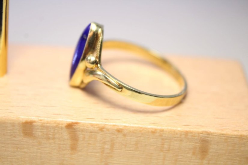Zlatý prsteň s Lapis Lazuli žlté zlato, veľkosť 60, 2,65 g, 14 karátov, 585/1000