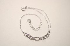 Strieborný náramok,spojená dvojitá retiazka s oválnymi očkami, rhodium, 16-19 cm, 1,31 g, 925/1000