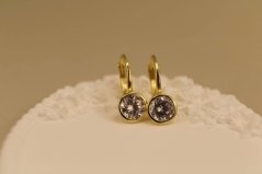 Náušnice - číry zirkón - patent - pozlátené striebro