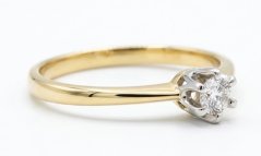 Prsteň- diamant 0,12 ct- žlté zlato- 14 karátov