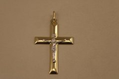 Prívesok-kríž s Ježišom- viacfarebné zlato- 14 karátov