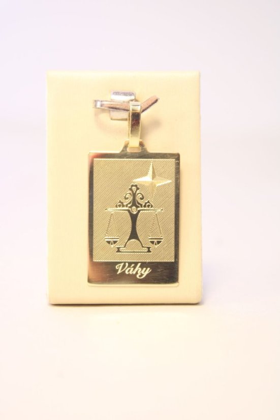 Zlatý prívesok so znamením Váhy, lesklo-matný, žlté zlato, 1,61 g, 14K 585/1000