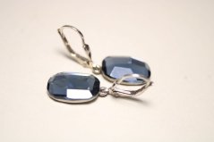 Náušnice-visiace-sivo-modrý zirkón-rhodium-patent-striebro