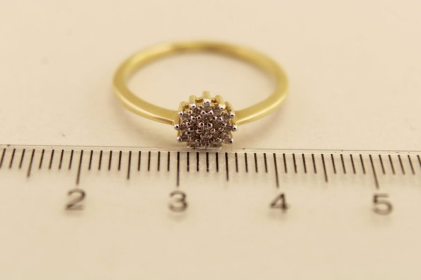Zlatý prsteň - Briliantový kvet - 14k - žlté zlato