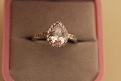 Strieborný prsteň slza - Číry zirkón - 925 - rhodium