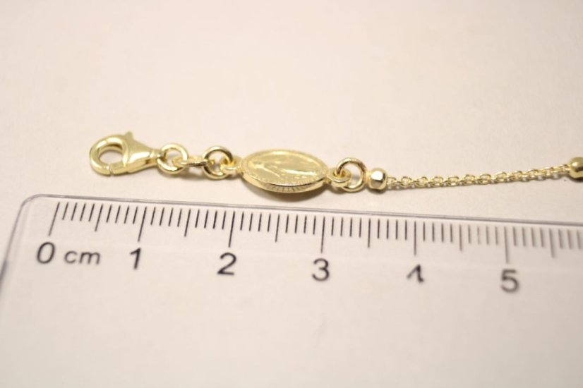 Pozlátený strieborný náramok rúženec s hladkými guličkami, 18-22cm, 2,79g, 925/1000
