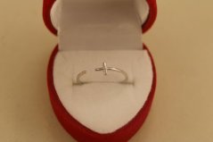 Prsteň - otvorený - kríž - rhodium - striebro