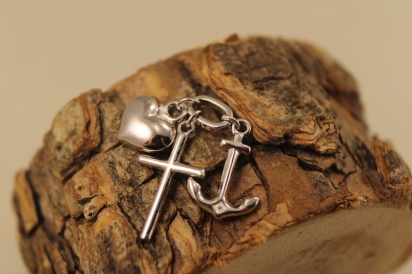 Prívesok- srdce- kotva- kríž- rhódiované striebro