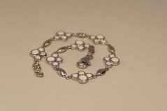 Náramok-biely opál-labky-rhodium-striebro