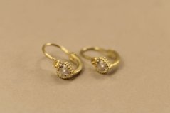 Náušnice- srdiečka- zirkóny- brizúra- pozlátené striebro