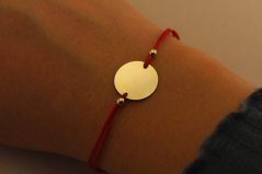 Šnúrkový náramok - Hladký kruh - Žlté zlato - 14k