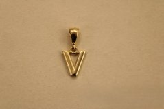 Prívesok - písmenko V - žlté zlato - 14 karátov