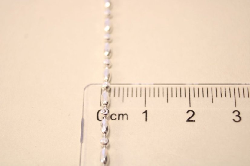 Retiazka- guľôčky- rhódiované  striebro