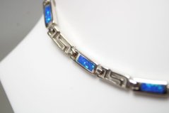 Náhrdelník-grécky vzor-modrý opál- rhodium-striebro