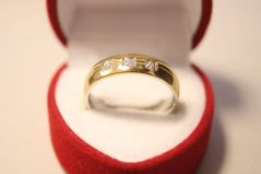 Pozlátený prsteň z chirurgickej ocele, obrúčka, číre zirkóny, veľkosť 54, 3,20 g, 316/L