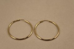 Náušnice- hladké kruhy- zasúvacie- žlté zlato- 14 karátov