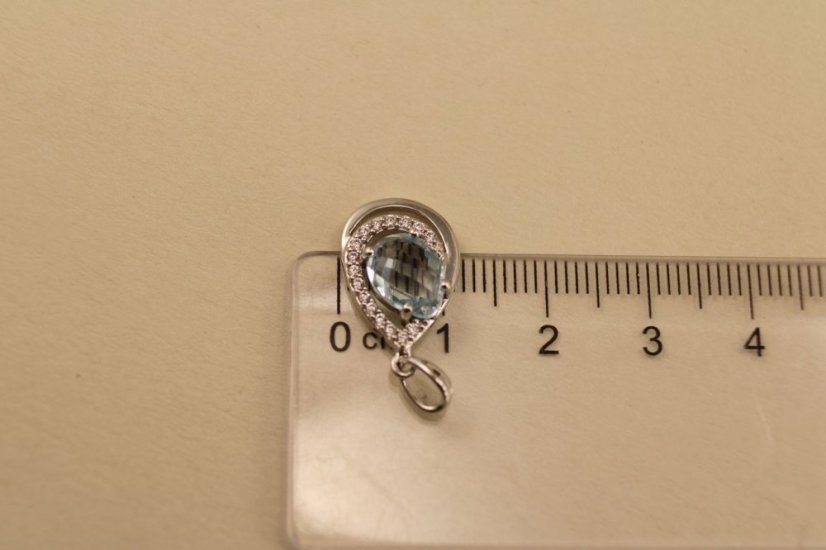 Prívesok - Topás - číre zirkóny - rhodium - striebro