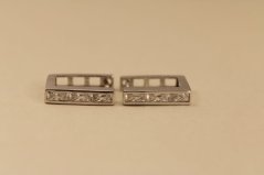 Náušnice- obdĺžníky- číre zirkóny- zacvakávacie- biele zlato- 14K