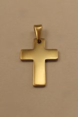 Prívesok- kríž- vysoký lesk- pozlátená chirurgická oceľ