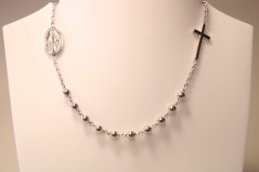 Strieborný ruženec náhrdelník na krk, rhodium, 48 cm, 7,35 g, 925/1000