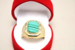 Pečatný prsteň-malachit-žlté zlato-14 karátov